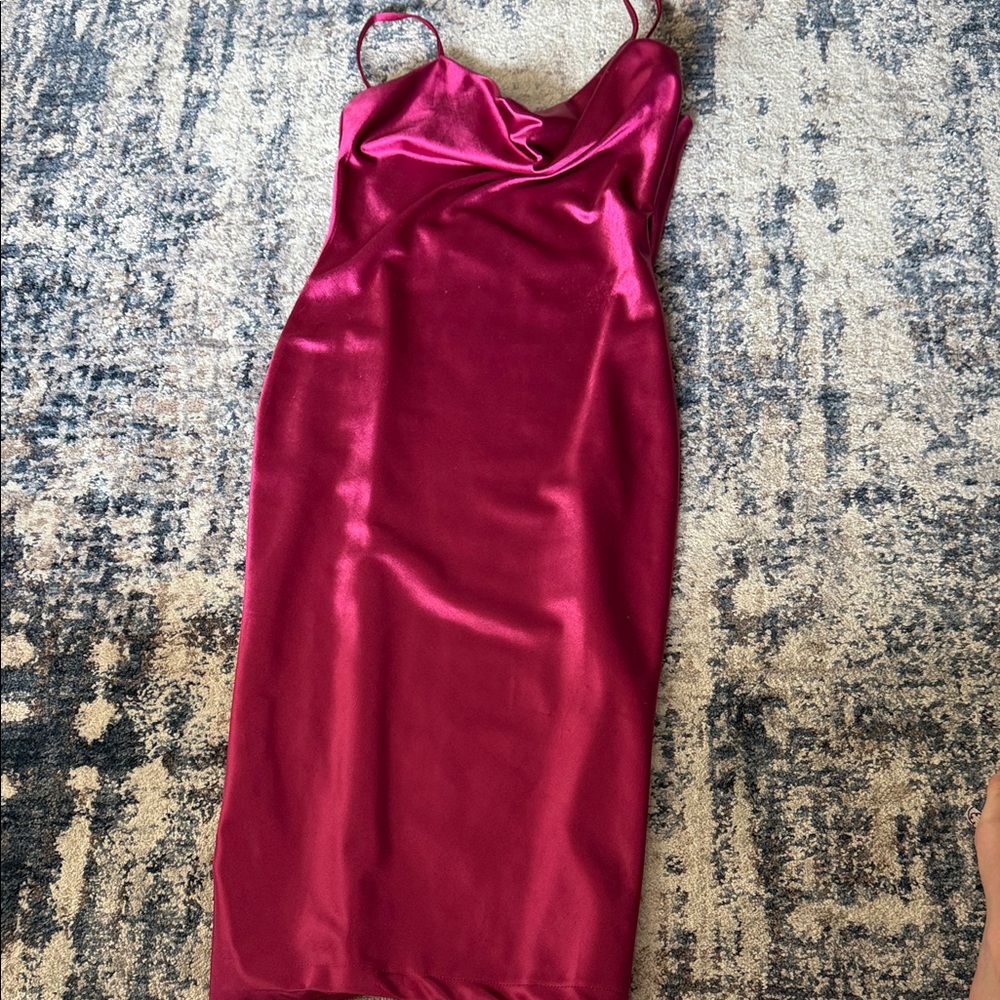 Elegant Burgundy Satin Slip Dress